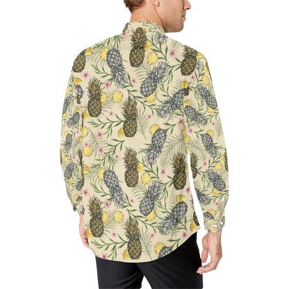 Pineapple Pattern Print Design PP012 Men's Long Sleeve Shirt