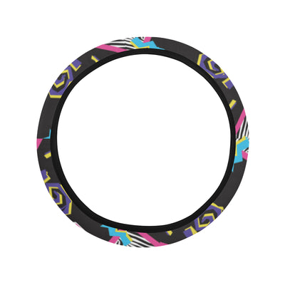 80s Pattern Print Design 3 Steering Wheel Cover with Elastic Edge