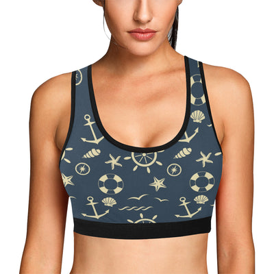 Nautical Pattern Print Design A01 Sports Bra