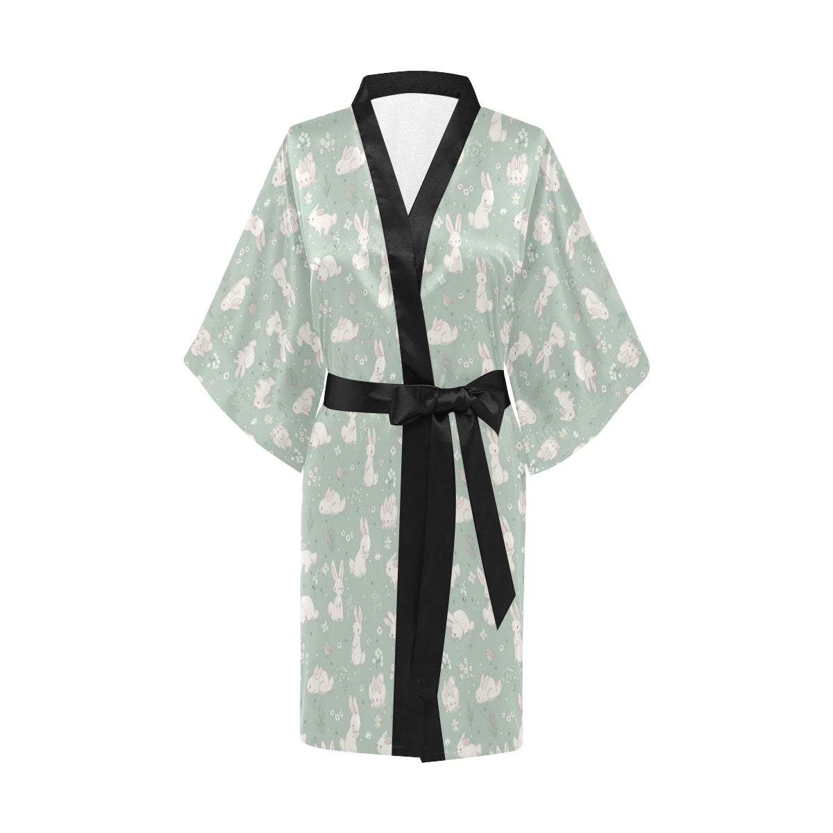 Bunny Pattern Print Design 03 Women's Short Kimono