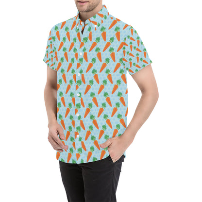 Carrot Pattern Print Design 01 Men's Short Sleeve Button Up Shirt