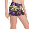 Water Lily Pattern Print Design WL08 Yoga Shorts