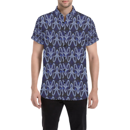Capricorn Zodiac Pattern Print Design 03 Men's Short Sleeve Button Up Shirt