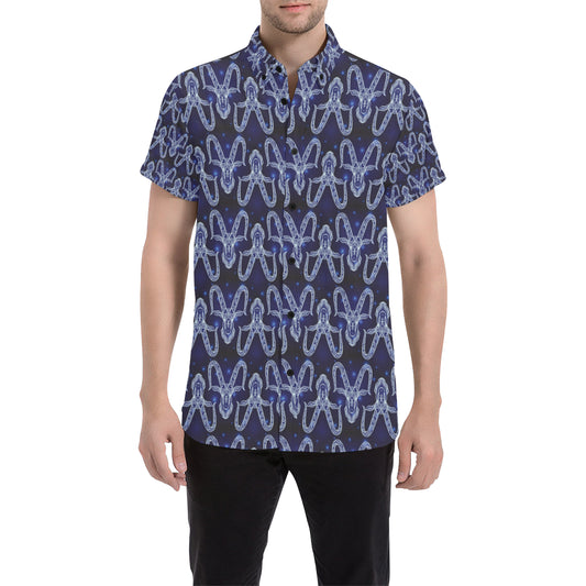 Capricorn Zodiac Pattern Print Design 03 Men's Short Sleeve Button Up Shirt