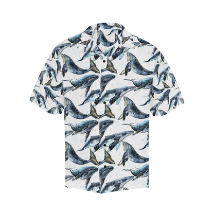 Blue Whale Pattern Print Design 03 Men's Hawaiian Shirt