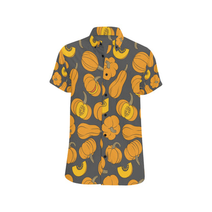 Pumpkin Pattern Print Design A03 Men's Short Sleeve Button Up Shirt