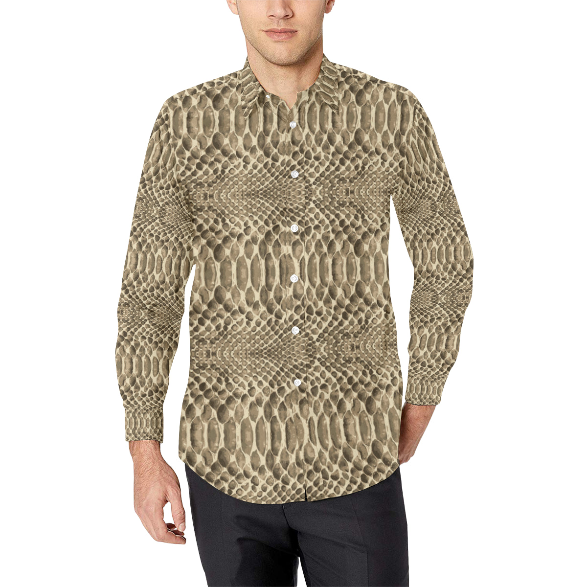 Python Pattern Print Design A02 Men's Long Sleeve Shirt