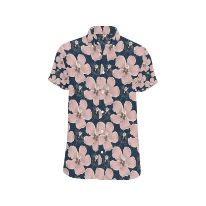 Plumeria Pattern Print Design PM018 Men's Short Sleeve Button Up Shirt
