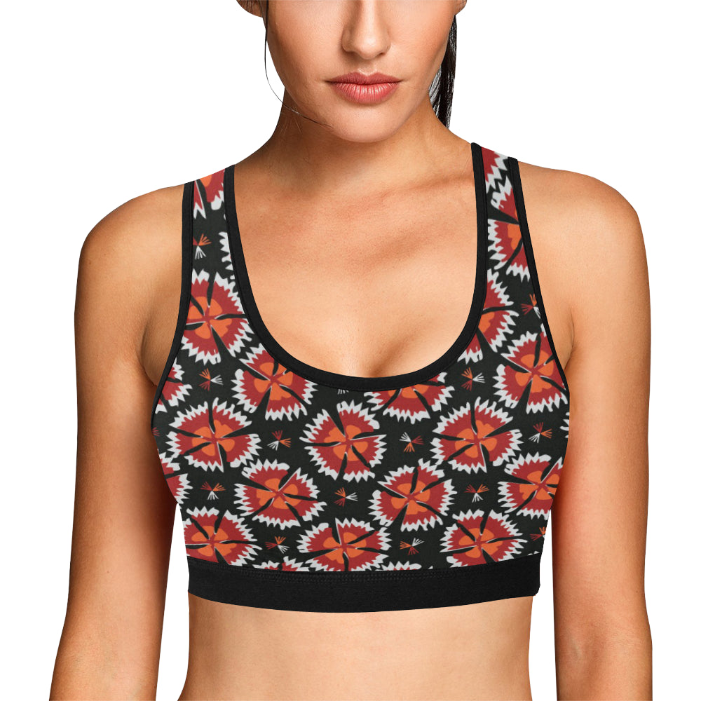 Carnations Pattern Print Design CN03 Sports Bra