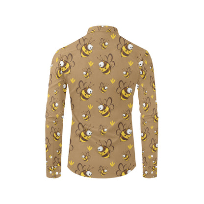 Bee Pattern Print Design BEE09 Men's Long Sleeve Shirt