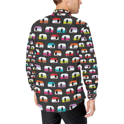 Camper Caravan Pattern Men's Long Sleeve Shirt
