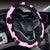 Pink Leopard Print Steering Wheel Cover with Elastic Edge