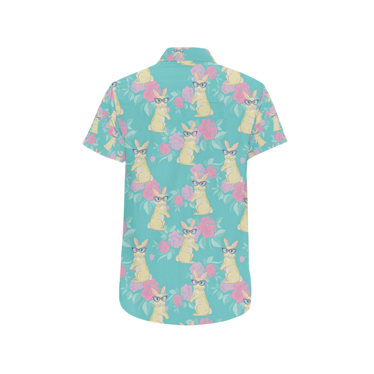 Rabbit Pattern Print Design RB05 Men's Short Sleeve Button Up Shirt