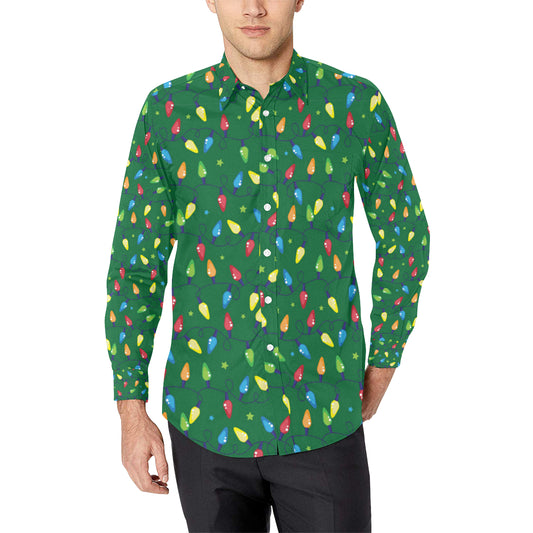 Christmas Light Pattern Print Design 02 Men's Long Sleeve Shirt