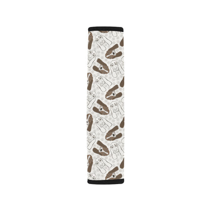 Basset Hound Pattern Print Design 01 Car Seat Belt Cover