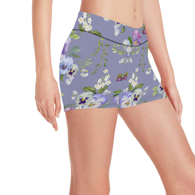 Pansy Pattern Print Design PS05 Yoga Shorts