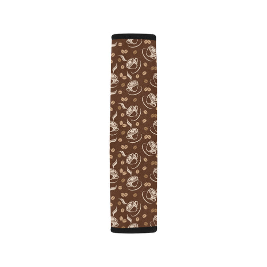 Coffee Pattern Print Design 03 Car Seat Belt Cover