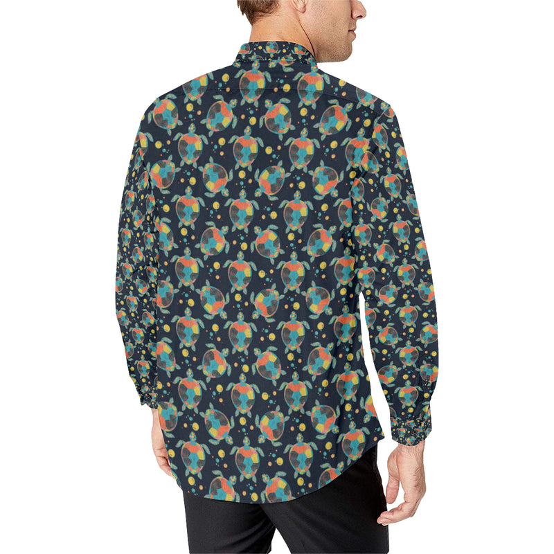 Sea Turtle Colorful with bubble Print Men's Long Sleeve Shirt