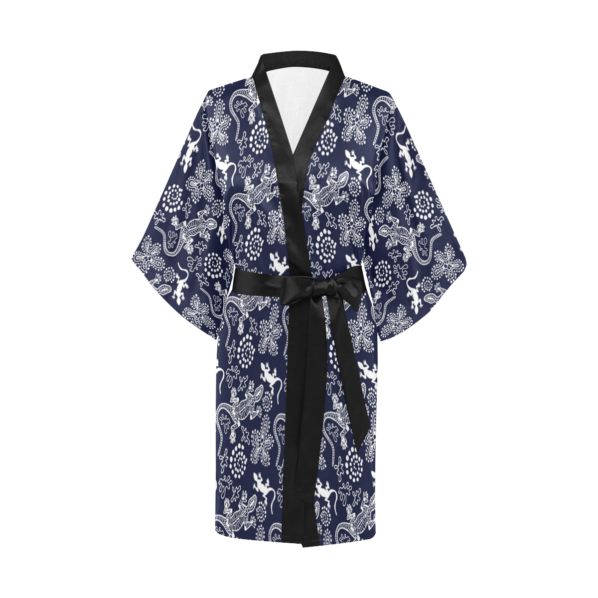 lizard Pattern Print Design 03 Women's Short Kimono