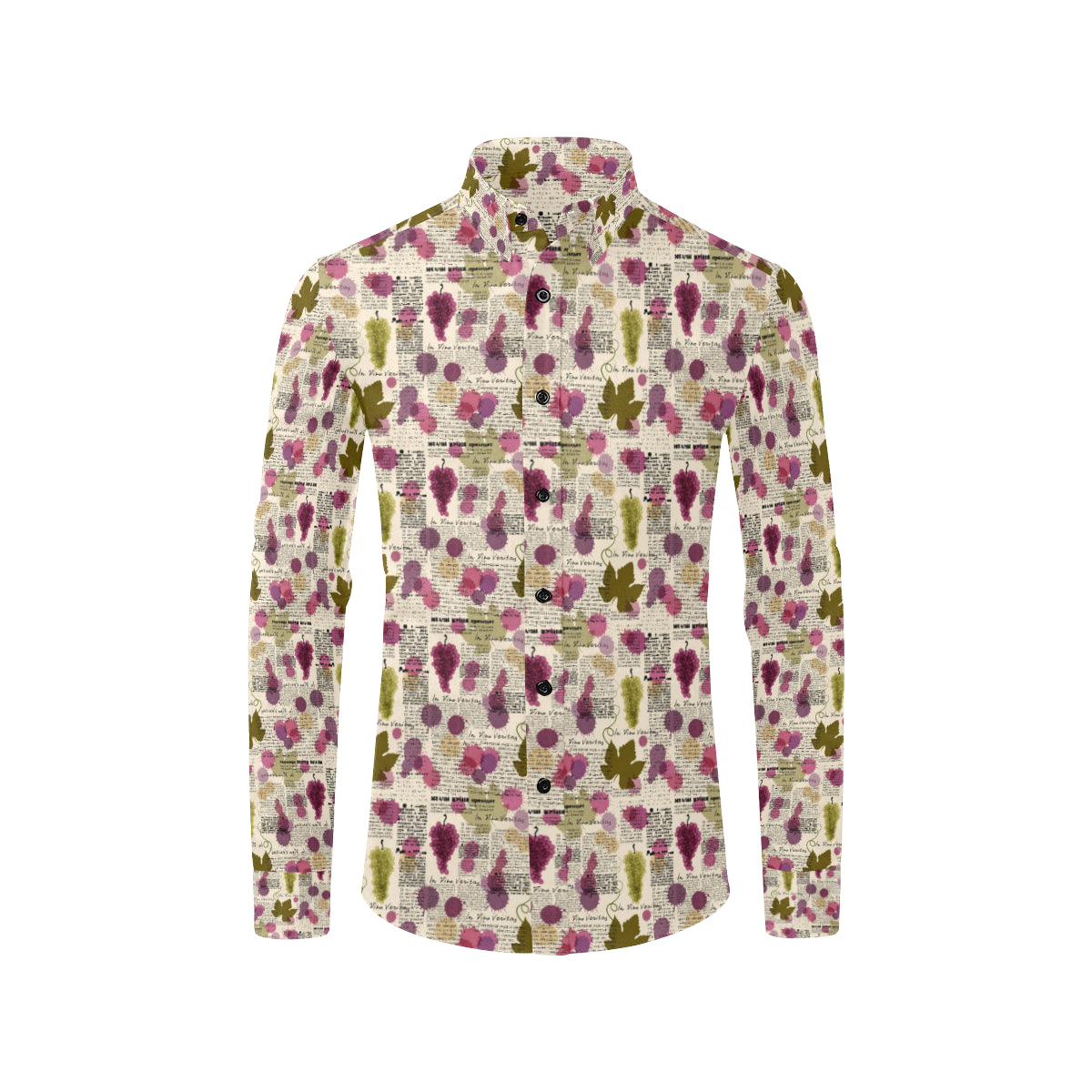 Wine Style Design Print Men's Long Sleeve Shirt