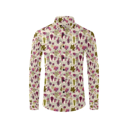 Wine Style Design Print Men's Long Sleeve Shirt