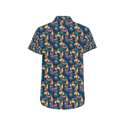 Toucan Parrot Design Men's Short Sleeve Button Up Shirt