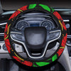 Red Hibiscus Embroidered Pattern Print Design HB03 Steering Wheel Cover with Elastic Edge