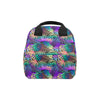 Neon Flower Tropical Palm Leaves Insulated Lunch Bag