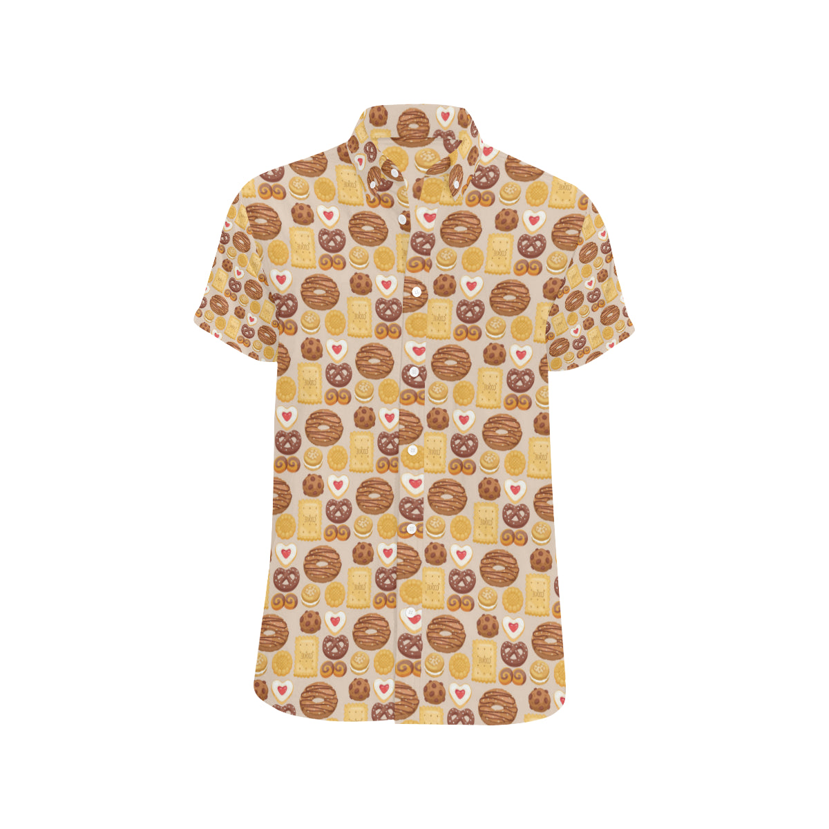 Cookie Pattern Print Design 02 Men's Short Sleeve Button Up Shirt
