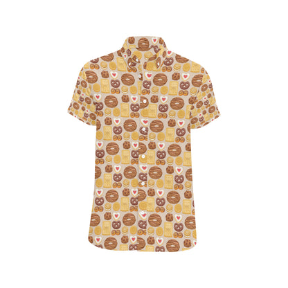 Cookie Pattern Print Design 02 Men's Short Sleeve Button Up Shirt