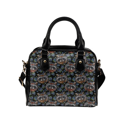 Raccoon Pattern Print Design A03 Shoulder Handbag