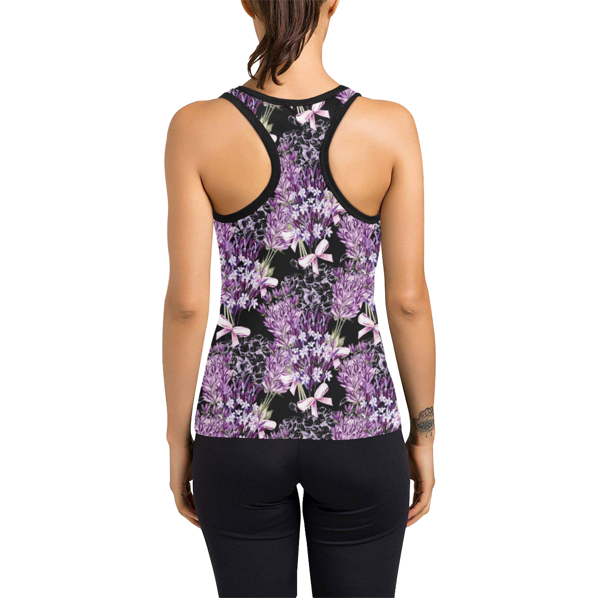 Lavender Pattern Print Design LV06 Women's Racerback Tank Top