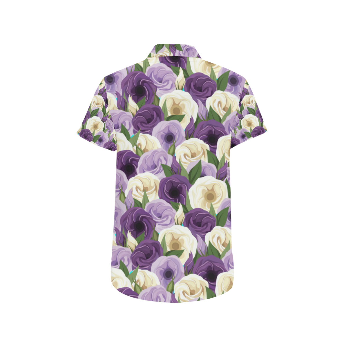 Lisianthus Pattern Print Design LT01 Men's Short Sleeve Button Up Shirt
