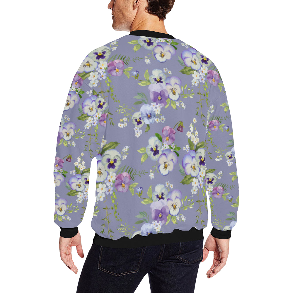 Pansy Pattern Print Design PS05 Men Long Sleeve Sweatshirt