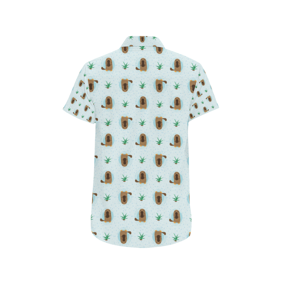 Platypus Pattern Print Design A04 Men's Short Sleeve Button Up Shirt