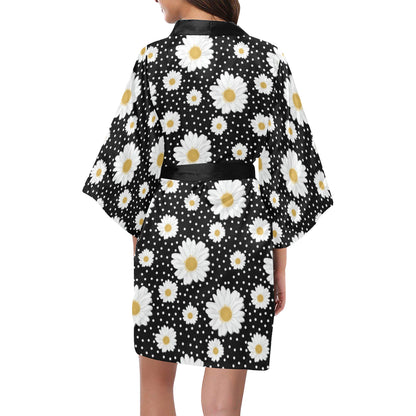 Daisy Pattern Print Design DS02 Women Kimono Robe