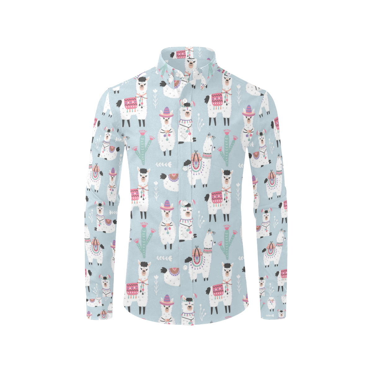 Llama Pattern Print Design 04 Men's Long Sleeve Shirt