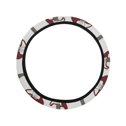 Bass Guitar Pattern Print Design 03 Steering Wheel Cover with Elastic Edge