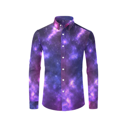 Celestial Purple Blue Galaxy Men's Long Sleeve Shirt