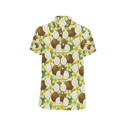 Coconut Pattern Print Design CN02 Men's Short Sleeve Button Up Shirt