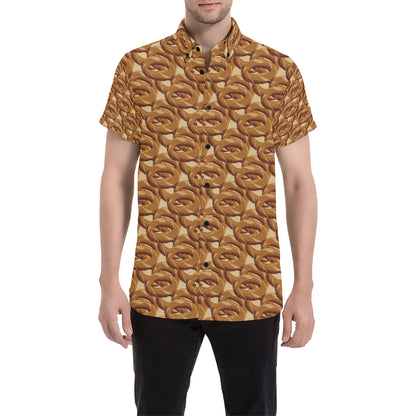 Bagel Pattern Print Design 02 Men's Short Sleeve Button Up Shirt