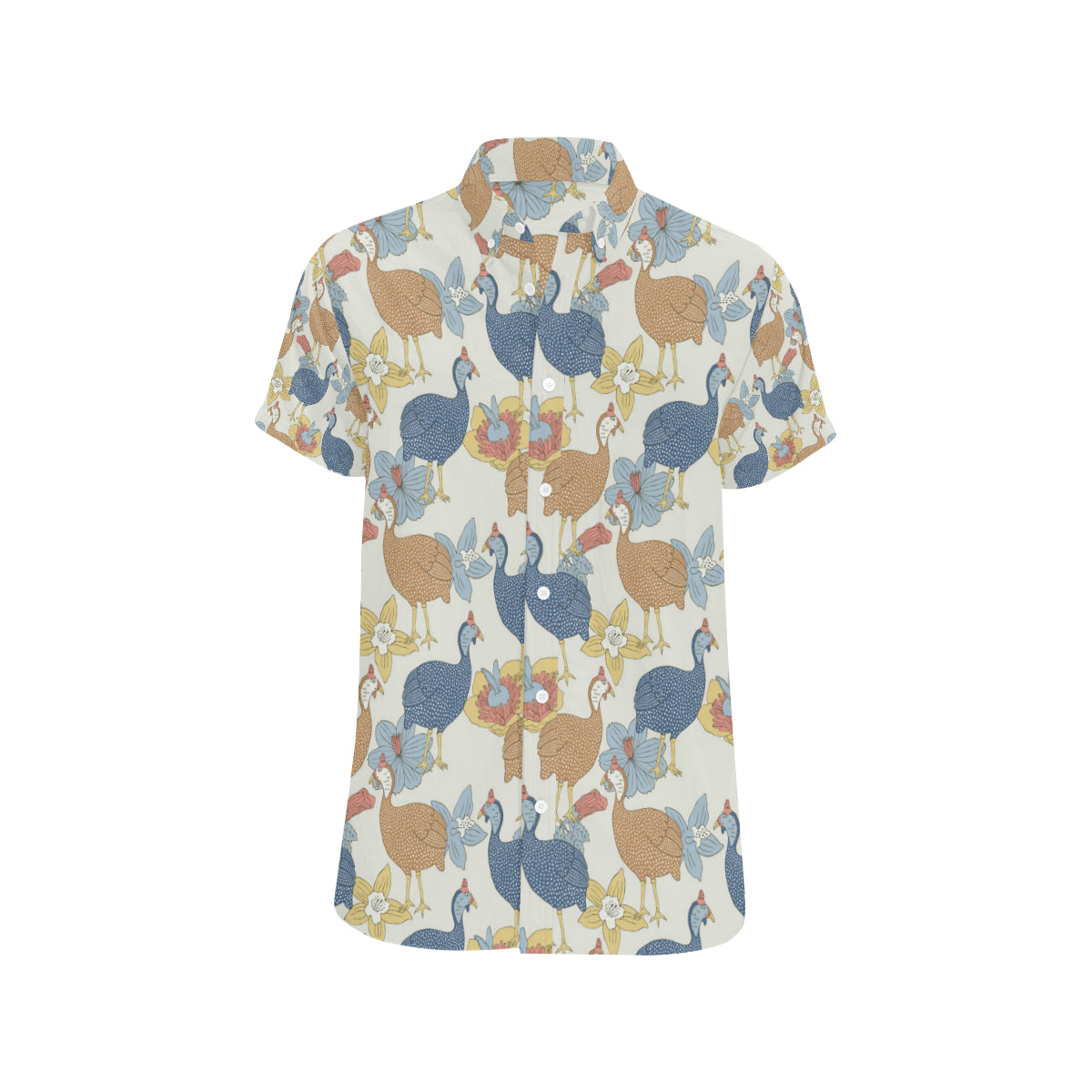 Guinea Fowl Pattern Print Design 01 Men's Short Sleeve Button Up Shirt