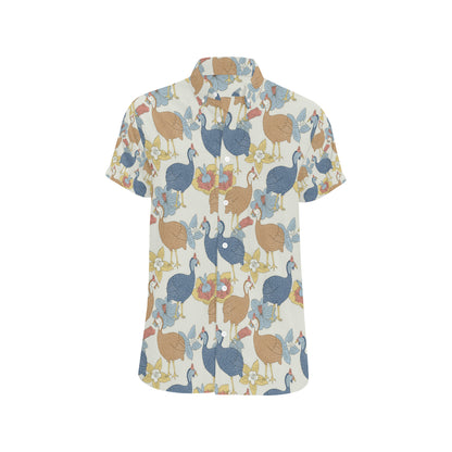 Guinea Fowl Pattern Print Design 01 Men's Short Sleeve Button Up Shirt