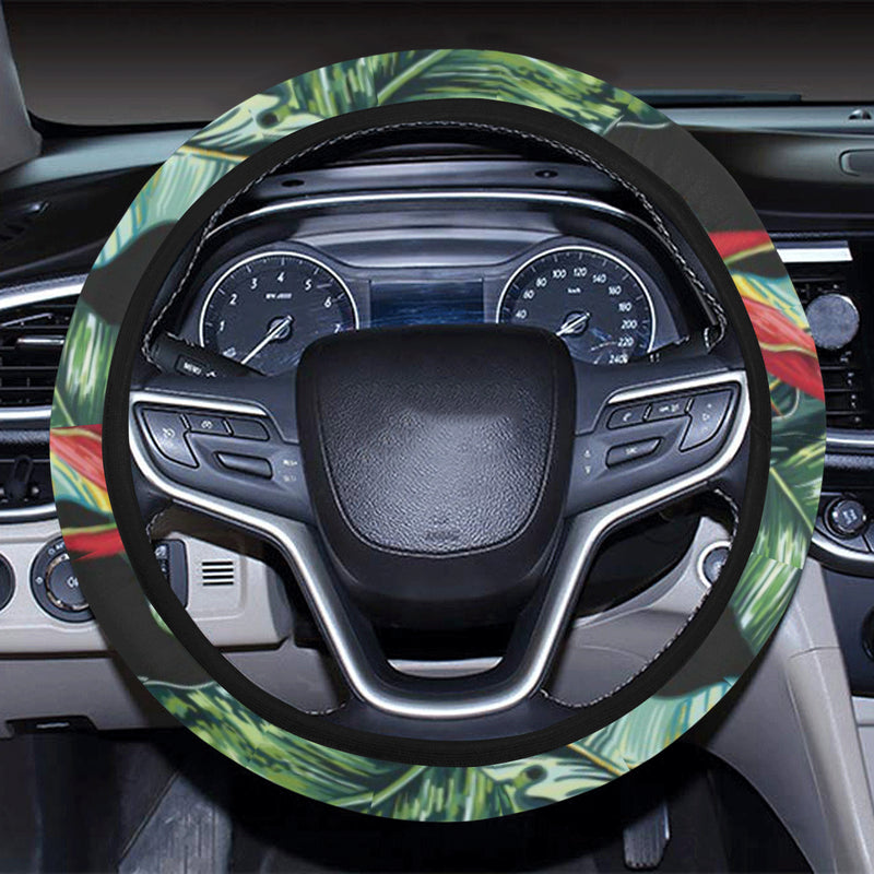 Bird Of Paradise Pattern Print Design BOP06 Steering Wheel Cover with Elastic Edge