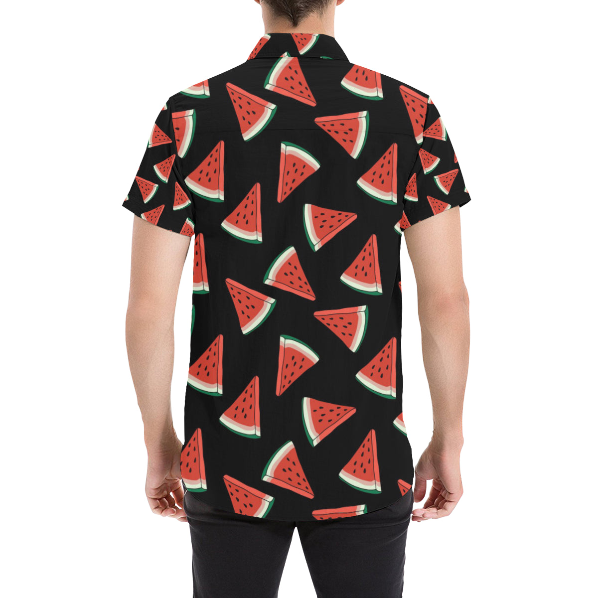 Watermelon Pattern Print Design WM01 Men's Short Sleeve Button Up Shirt