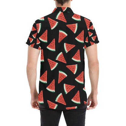 Watermelon Pattern Print Design WM01 Men's Short Sleeve Button Up Shirt