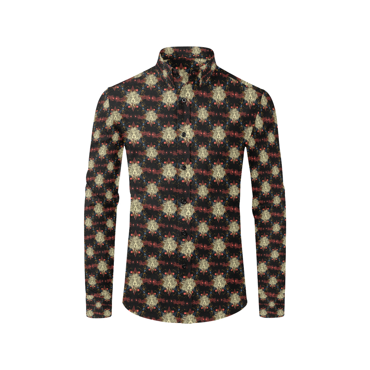Zodiac Leo Pattern Design Print Men's Long Sleeve Shirt