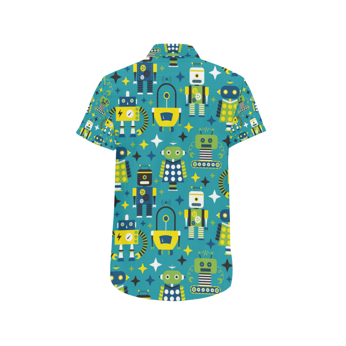 Robot Pattern Print Design A02 Men's Short Sleeve Button Up Shirt