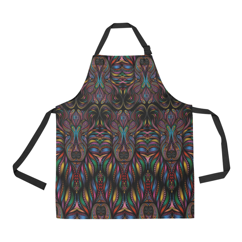 Colorful Art Wolf Apron with Pocket