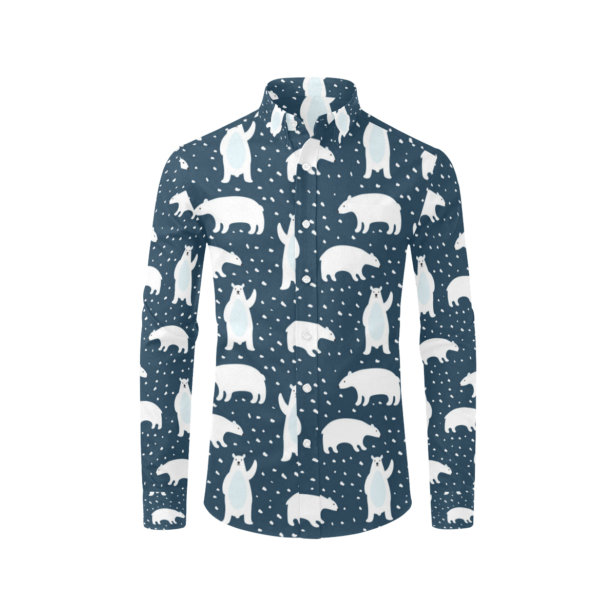 Polar Bear Pattern Print Design A02 Men's Long Sleeve Shirt